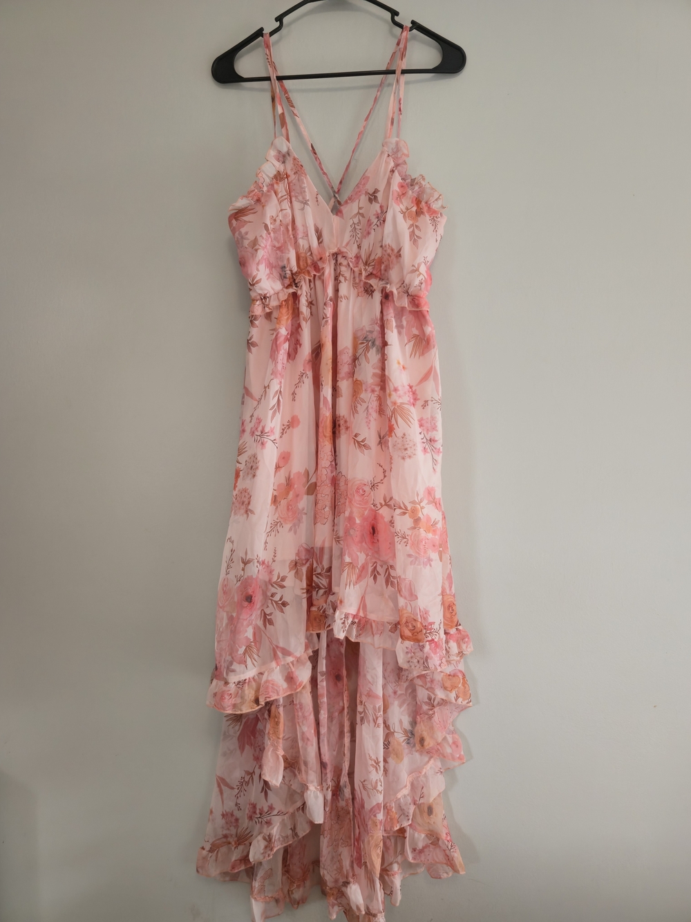 chicme Pink Floral Chiffon Dress